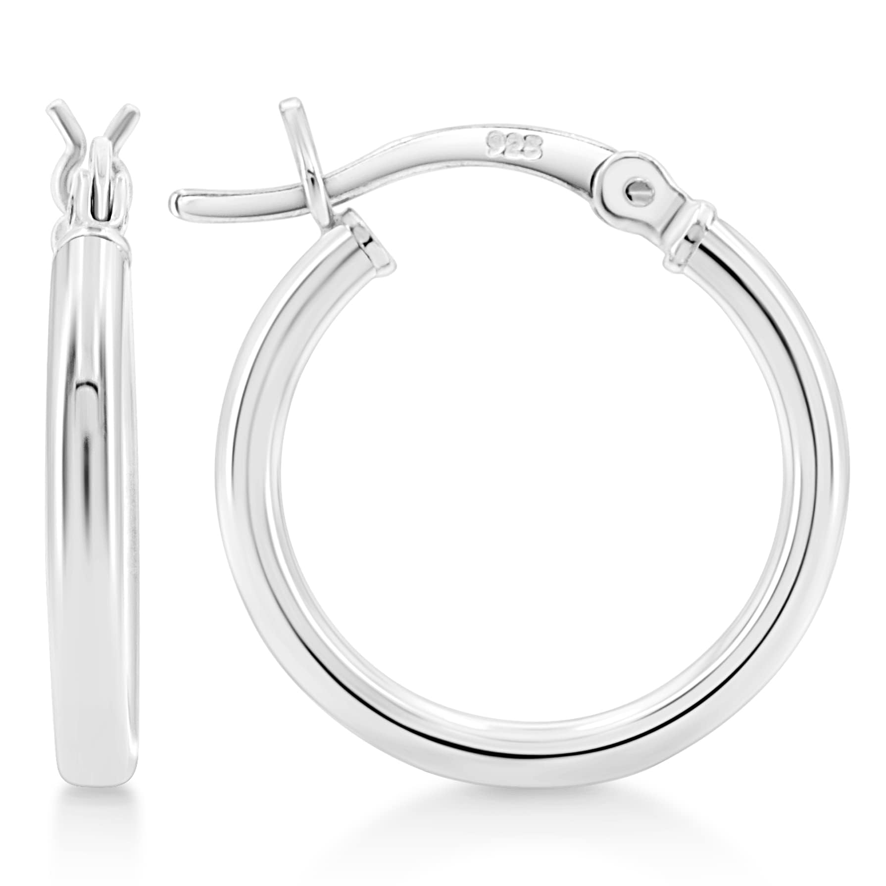 KEZEF Real Silver Hoop Earrings for Women - High Polish 2mm Hoops for Men or Women | 925 Sterling Silver Hypoallergenic Hoop Earrings