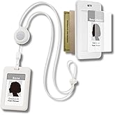 Bone Lanyard Retractable Badge Holder, Vertical ID Card Case with Card Slot & Anti-Slip Design, Large Storage Capacity, Adjustable Silicone Neck Strap with Retractable Cord (White - Vertical)