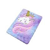 Fuzzy Plush Notebook Journal Cute Rainbow Unicorn