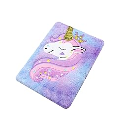 Fuzzy Plush Notebook Journal Cute Rainbow Unicorn