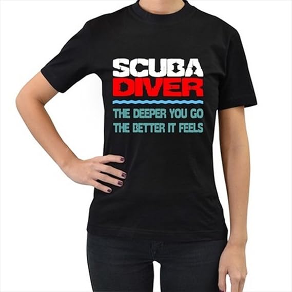 Funny SCUBA DIVER dive down Flag Diving hilarious Women's Black TShirt Clothing