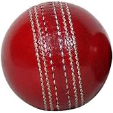 Professional Cricket Ball, Leather Hand-Stitched, Red, Senior Size