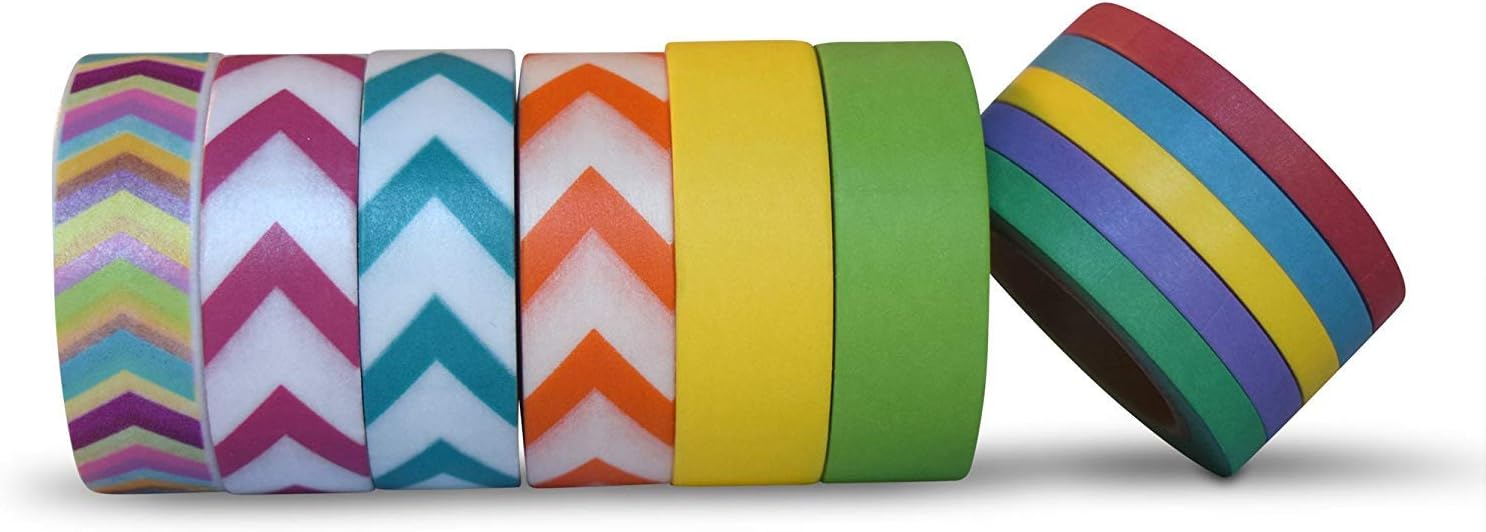 AIM HOBBIES Washi Masking Tape Set of 6 Plus Free Bonus Set of 5 (Chevron 1)
