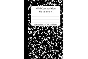 Mini Composition Notebooks: Narrow Ruled Mini Comp Books, Lined Journal Notebook for Kids, College Students, Small Pocket Size 6.0 x 4.0 in, 60 Sheets / 120 Pages - Marble Black Cover