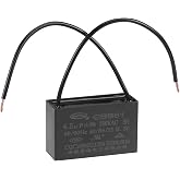 uxcell Ceiling Fan Capacitor CBB61 4.5uF 350V AC 2 Wires Metallized Polypropylene Film Capacitor 47x29x18mm for Electric Fan Pump Motor Generator