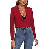 MINTLIMIT Women's Cropped Blazer Long Sleeve Notched Lapel Button Jackets Blazer Casual Work Office Cardigan Suit Jacket