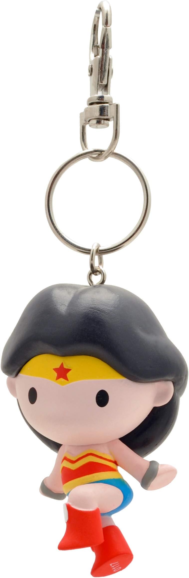 Funbox MediaFunbox Media PLA60702 Justice League Wonder Woman Chibi Keyring | Plastoy 60702 Key Ring | Official DC Comics Merchandise, Red, Blue, Yellow, Black and Cream, 7cm