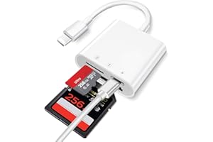 Lightning to SD Card Camera Reader for iPhone iPad, Apple MFi Certified Veetone Dual Card Slot Micro SD/SD Memory Card Reader Adapter, Trail Game Camera Viewer, Plug and Play No App Required