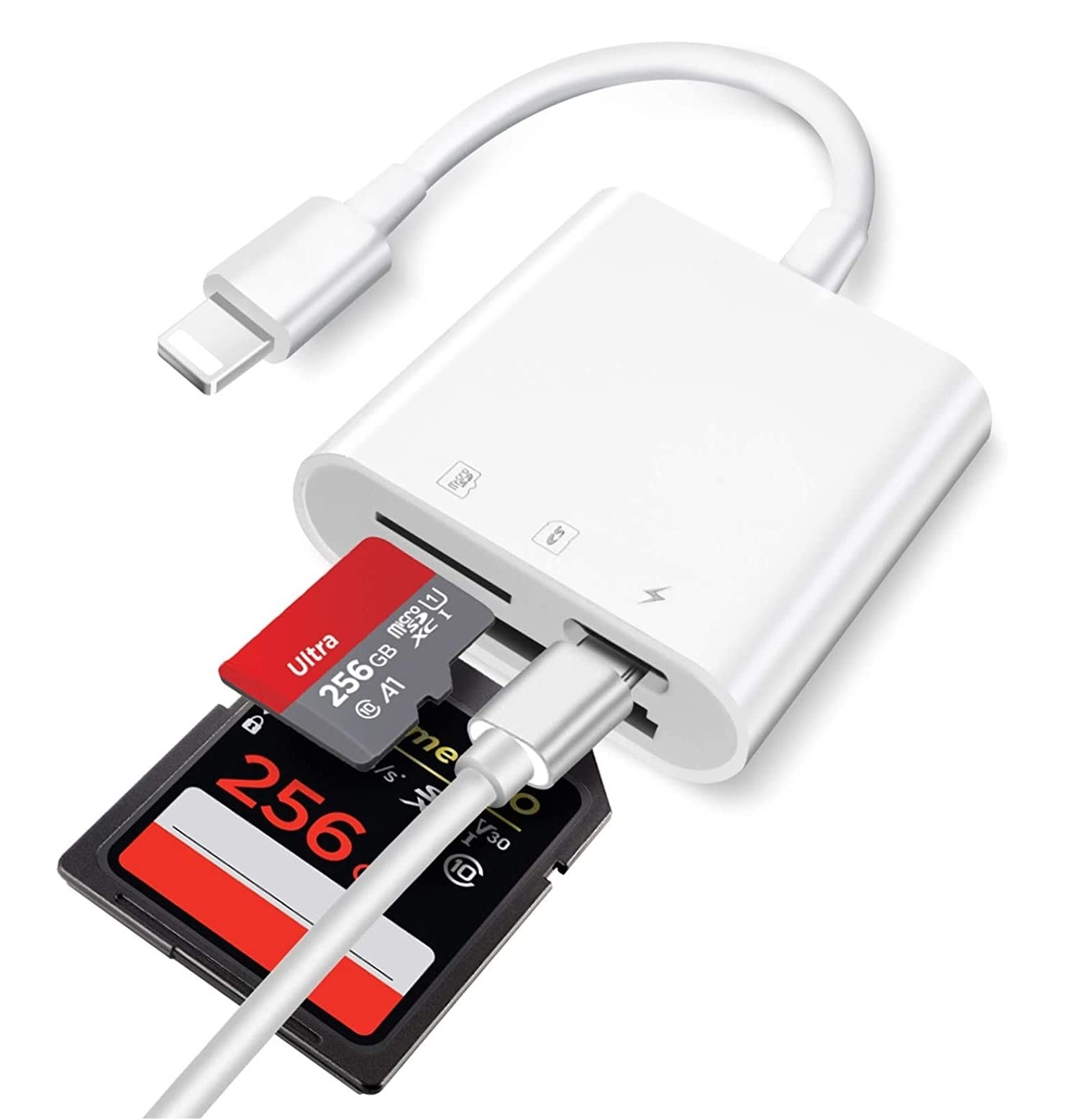 Veetone SD Card Reader for iPhone iPad, Apple MFi Certified Lightning Adapter with Dual Slots for SLR Cameras, Trail Game Camera Viewer, Memory Card Reader for iPhone, Plug and Play