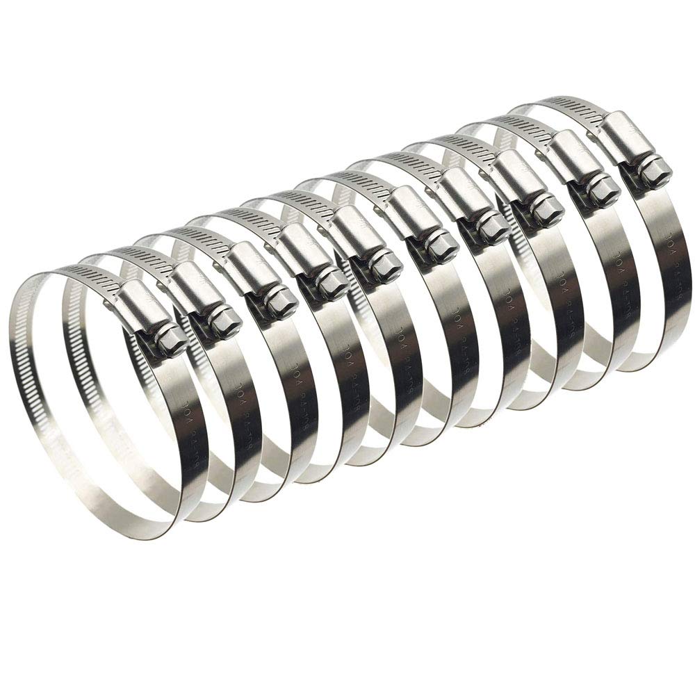 POFET 10 Pack Strong HoseHoop Fire Pipe Fixed Clamp, Adjustable Stainless Steel Water Pipe Hose Clamp, Wire Pole Fastening Pipe Hoop Cinch Clamps（84-108mm)
