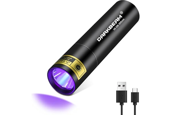 DARKBEAM Flashlight UV Black Light 395 NM, Mini but Powerful USB- C LED Rechargeable Woods Lamp, Ultraviolet Flashlights for
