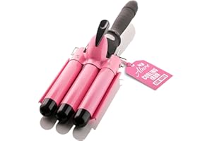 Alure Three Barrel Curling Iron Wand Hair Waver with LCD Temperature Display - 1 Inch Ceramic Tourmaline Triple Barrels, Dual Voltage Crimp