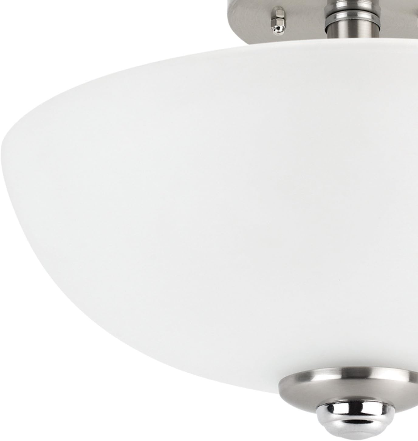Hudson 2-Light Semi-Flush Mount Ceiling Light, Brushed Nickel, Chrome Accents, Frosted Glass Shade, 63357 - - 