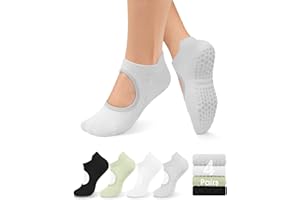 yeuG Grip Socks for Women Pilates Socks with Grips Open Top Non Slip Grippy Socks for Yoga, Barre, Lagree, Pregnancy, Zumba