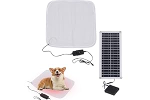 12V Solar Powered Pet Heating Pad, 100W Waterproof Outdoor Dog & Cat Warmer, Adjustable Warming Cat Dog Mat, Self-Heating The