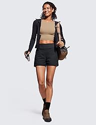 CRZ YOGA Women's Lightweight Mid Rise Hiking Shorts