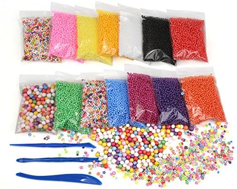Styrofoam Balls, Ballery Ballery 15 Pack Small Foam Balls Slime Beads Set with 3 Slime Tools Fit for Slime Making Art DIY Craft, Homemade Slime, Wedding, Party Decoration, 0.08-0.35 Inch, 50000 PCS