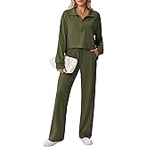 PINSPARK 2 Piece Sets for Women 1/2 Zip Sweatsuit Loose Fit Sweatshirt Straight Leg Pants 2025 Matching Outfit Fall Tracksuit