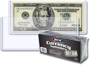 Currency Toploaders Paper Money Holder Storage US Note Bill Dollar (25 Pack