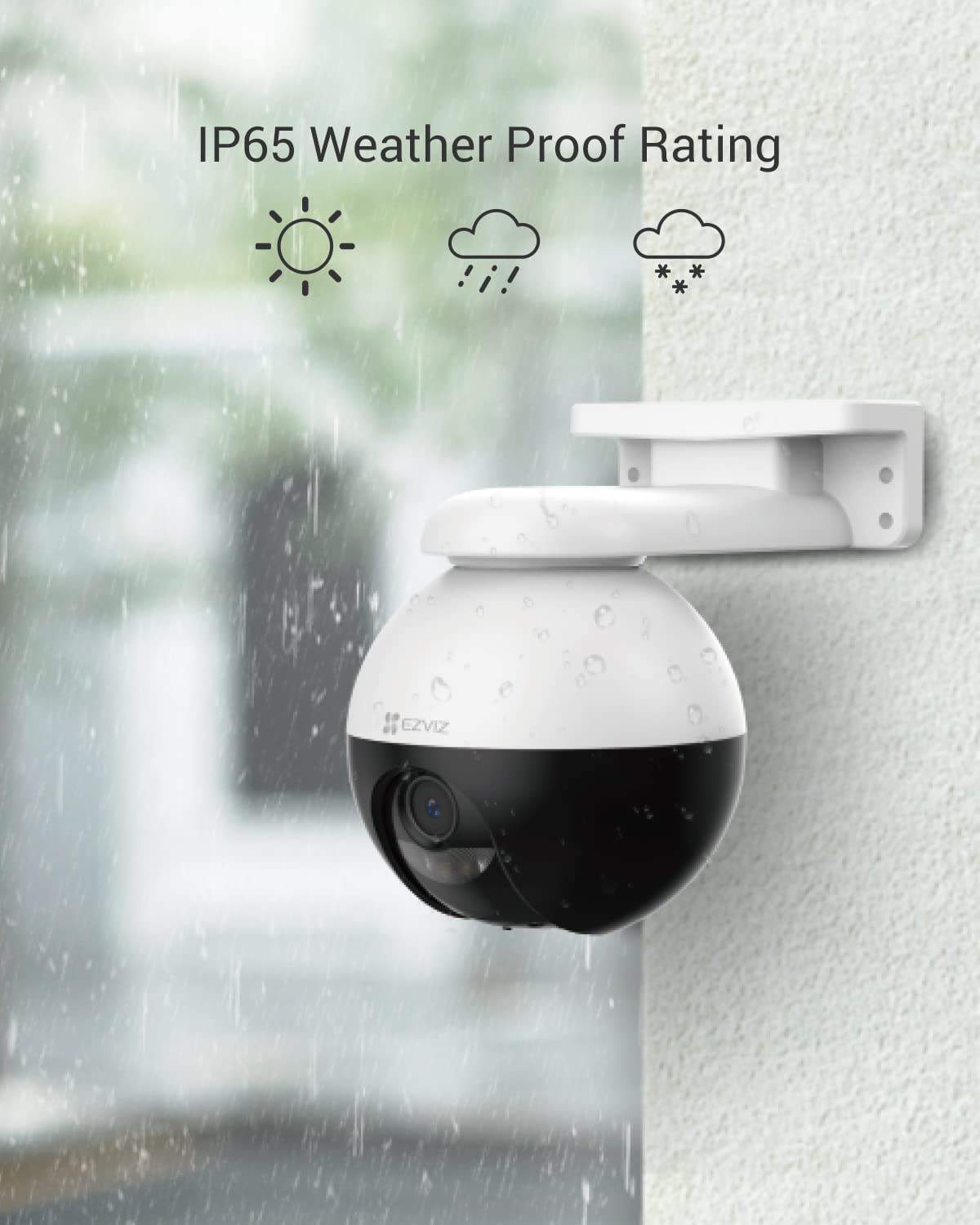 EZVIZ Outdoor Auto-Tracking Camera, 2K, 12 Pre-Set dots Tracking,360° Visual Coverage, Waterproof, Color Night Vision, AI-Powered Person and Vehicle Detection,Two-Way Talk| C8W Pro 2K (4mm)