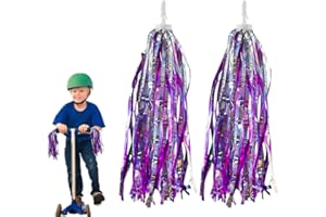1Pair Kids Bicycle Tassel Ribbon Streamers,Colorful Pom-pom Pair for Scooter & Bike Handlebars, Sparkle Grips Accessory Set