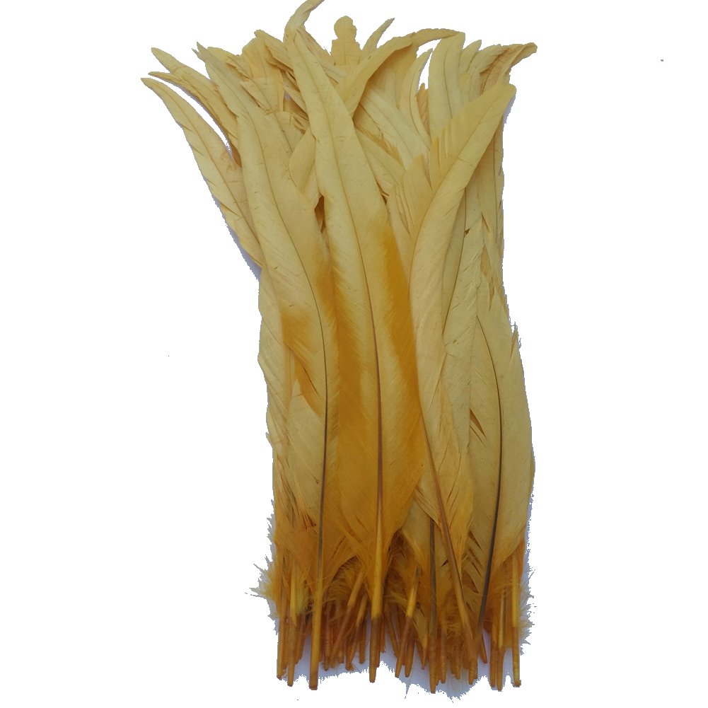 Sowder Golden Yellow Rooster Coque Tail Feathers 16-18inch Lengh Pack of 20 — image 1