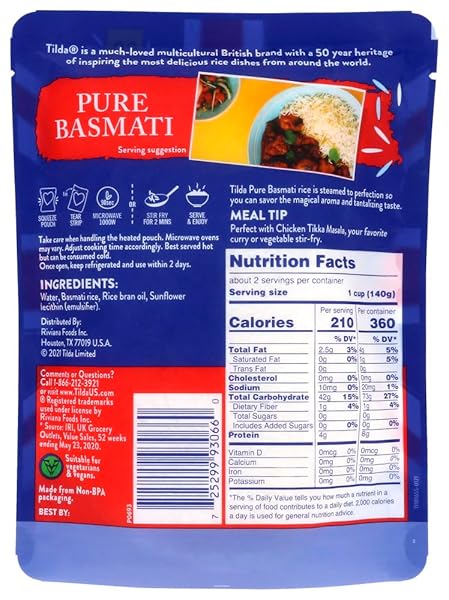 TILDA LEGENDARY RICE STEAMED BASMATI, PURE, 8.5 OUNCE