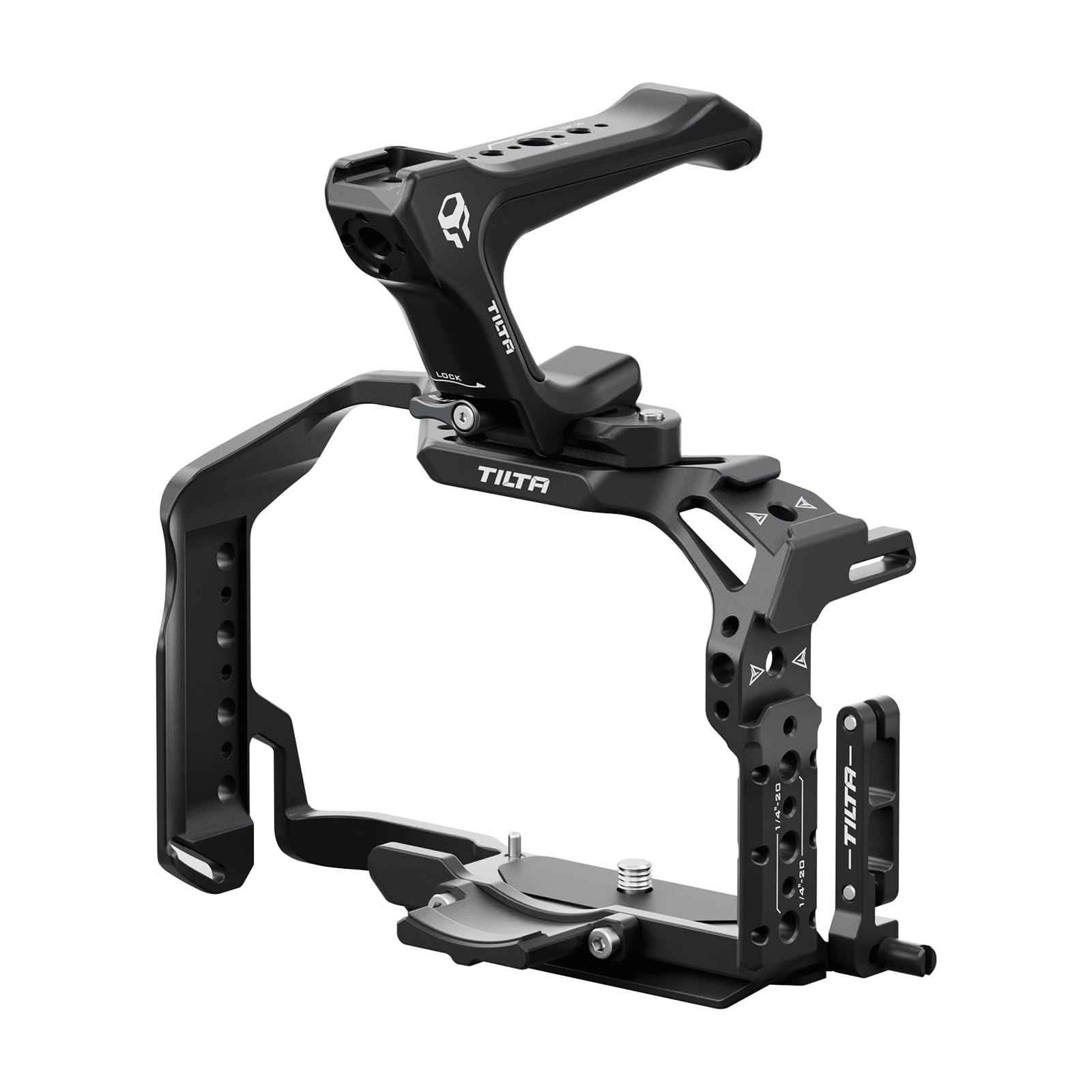 TILTA Camera Cage Compatible with Canon R8 with Compact NATO Top Handle and 18mm NATO Rail Attachment Lightweight Kit - Black TA-T28-A-B