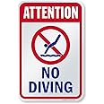 SmartSign "Attention - No Diving" Sign | 12" x 18" Aluminum