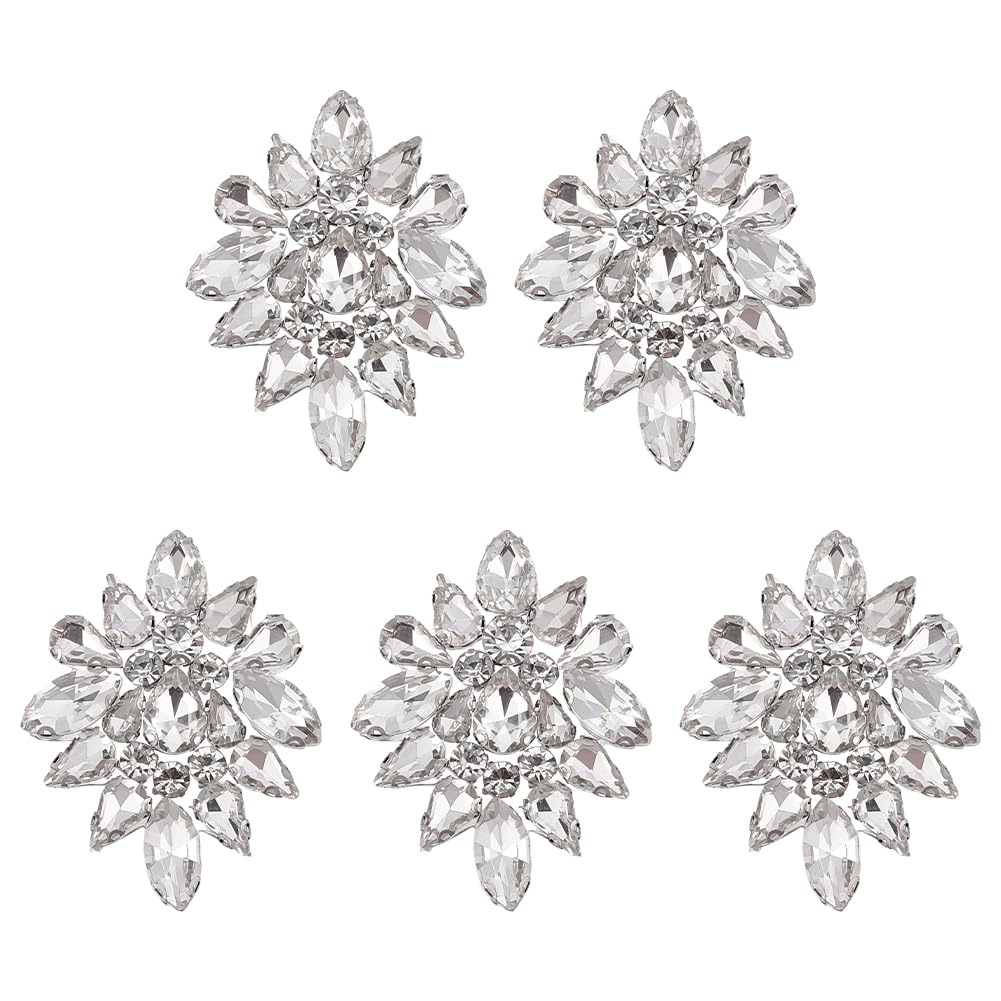 MAYJOYDIY 5Pcs Flower Rhinestone Decorative Patches Crystal Floral Sew on Clothes Rhinestone Appliques Vintage Crystal Patches for Jeans, Jackets, Clothing, Scrapbook, Handbag, Shoes DIY Projects