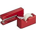 JAM PAPER Office & Desk Sets - 1 Stapler & 1 Tape Dispenser - Red - 2/Pack