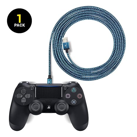 EXINOZ® 2m Geflochtenes Ladekabel für PS4 DualShock und Xbox One Controller | Ideale Länge Xbox und PS4 Controller Ladekabel 