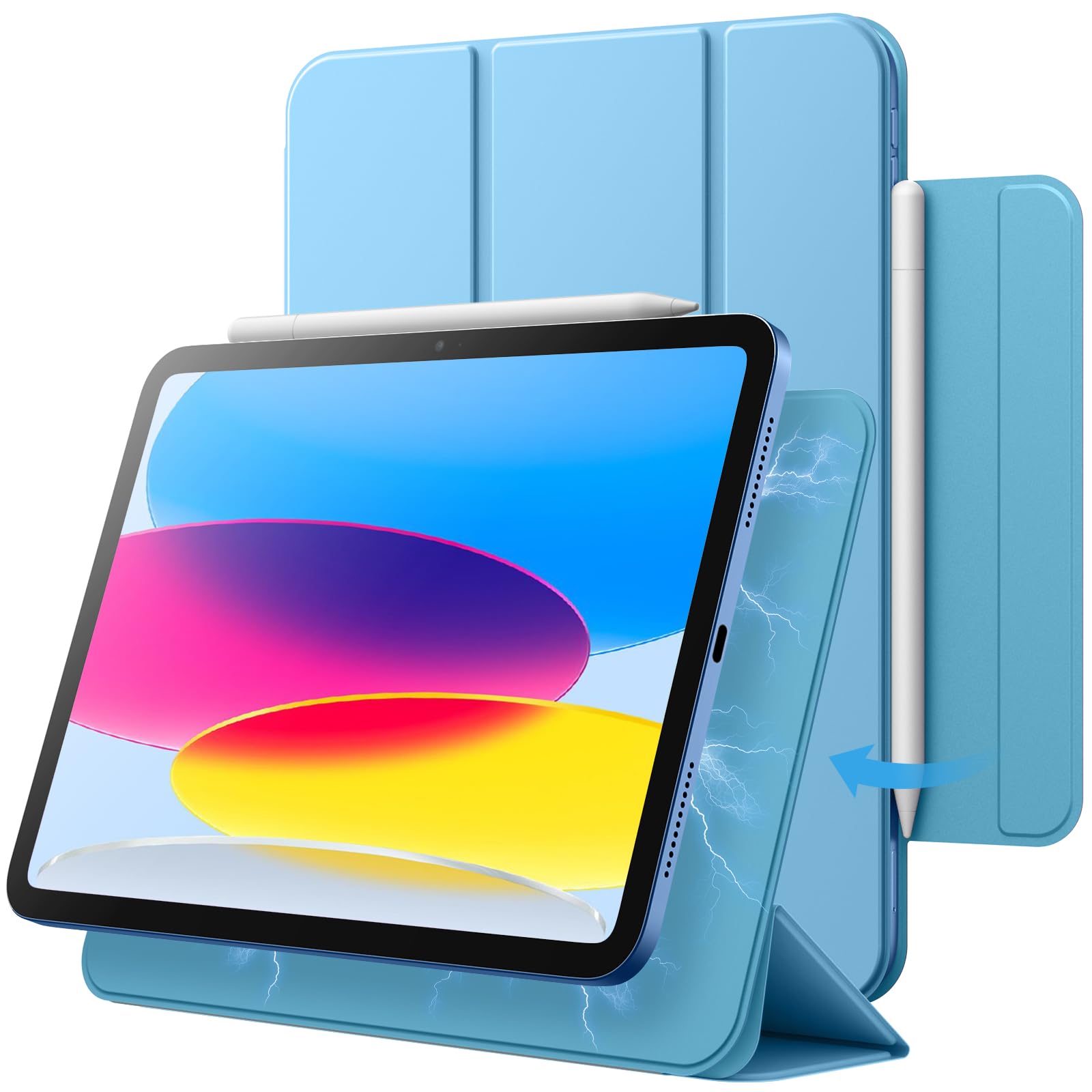 JETech Magnetic Case for iPad (A16) 11th/10th Generation (2025/2022), Magnetic Attachment, Slim Tablet Cover with Auto Wake/Sleep (Sky Blue) — image 1