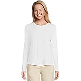 Elliott Lauren Women's Garment Dye Long Round Neck Tee with Rib Sleeve and Back Gusset