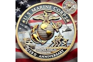 TOUZANIOUS Marine Corps 250th Anniversary Challenge Coin – USMC Military Commemorative Coin – 1.57 Inch Army Navy Veteran Gift – Limited Edition Collectible for Marines & Military Enthusiasts