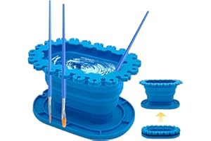 GENERIC Foldable Silicone Paint Brush Cleaner Cup with Holder, Collapsible Basin for Acrylic, Watercolor & Oil Painting, Portable Artist Travel Supplies, Multi-Size Brush Drying Rack & Mixing Palette ﻿ ﻿ ﻿