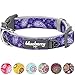 Blueberry Pet Soft & Comfy Paisley Flower Print Neoprene Padded Adjustable Dog Collar, Violet, Large, Neck 18