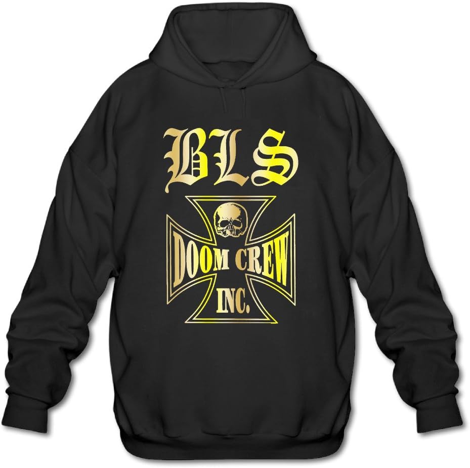 Saishi Men's Black Label Society Doom Crew Back Patch Gold Style Logo Hoodie