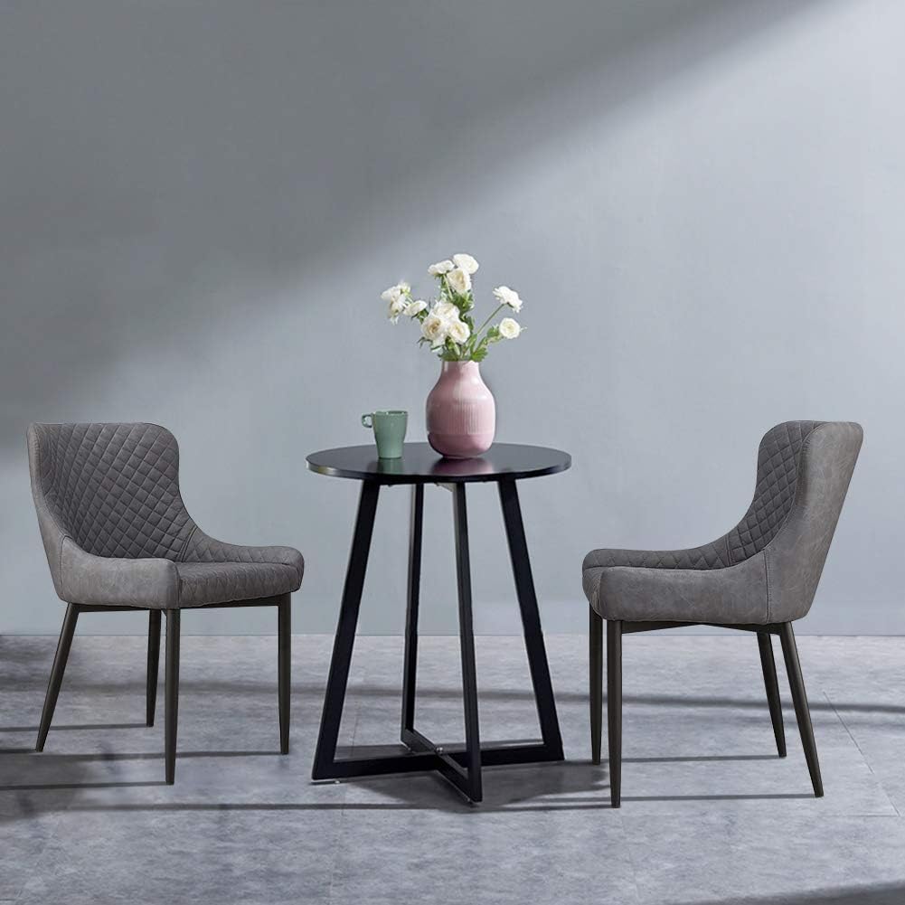OFCASA 2 PCS Grey Faux Leather Dining Chairs Upholstered Kitchen