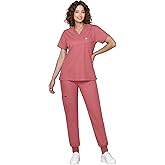 Eadflie Scrubs for Women Medical Scrubs Set - V-Neck Top & Jogger Pants with 5 Pockets, Soft Stretch Woven fabric,Side splits
