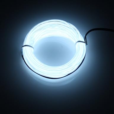 Lerway ® Weiß 5 M, EL Wire Neon Kabel, LED Leuchtet Tron Electroluminescent, LED Blinkend, Mit Batterie Trafo, Weihnachten, H