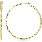 Kainier Gold Hoop Earrings for Women Hypoallergenic Sterling Silver Post Lightweight Hoops Jewelry 20mm-70mm Large Gold Earrings Textured or Zircon Rhinestone Design Trendy Statement Gift Jewelry