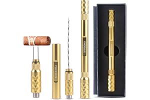 Phoelux Cigar Punch Multitool 4-in-1 Cigar Draw Enhancer Tool, Twin Needle, Retractable and Screw Out Cigar Double End Punch-2 Size Blades Cigar Hole Opener with Gift Box (Gold)