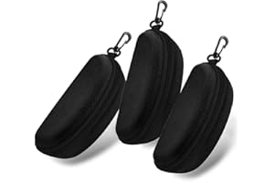 STEELFEVER 3pcs Zipper Hard Shell Sunglasses Case and Eyeglasses Case Portable Travel Glasses Case with Plastic Hook