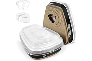 FAFUWOR 12-Pack 6001 Respirator Filter Cartridges (2 Filter Cartridges,2 Filter Covers,8 Filter Cottons),Replacement Cartridges Filter for 6200,6800 Respirator Masks.