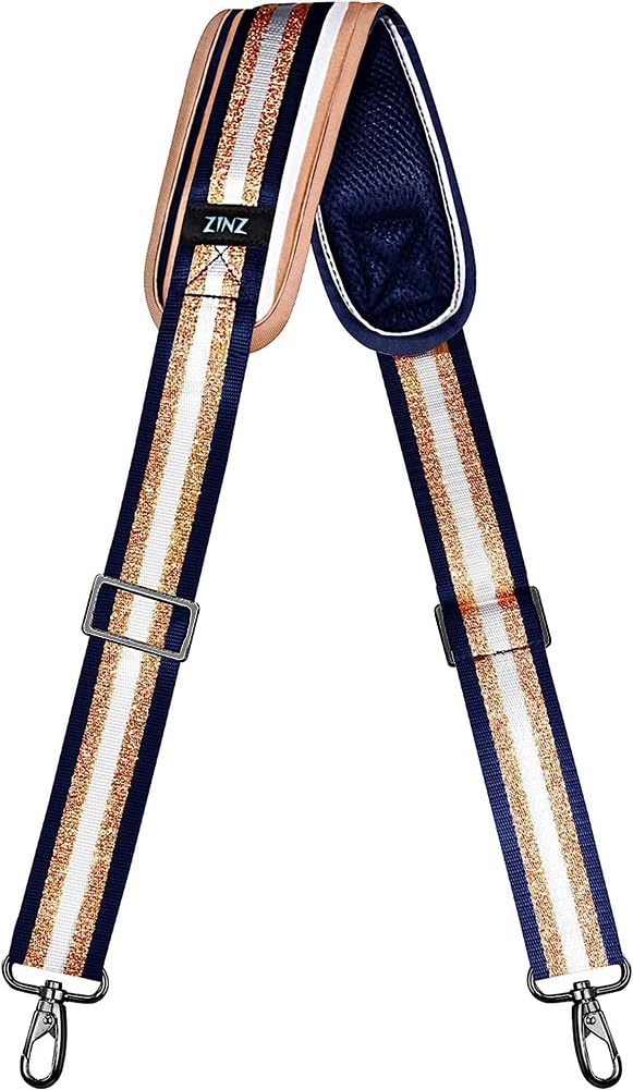 ZINZ Bag Shoulder Strap, Padded Adjustable Shoulder Strap Replacement, Blue Glod, 57 Inch