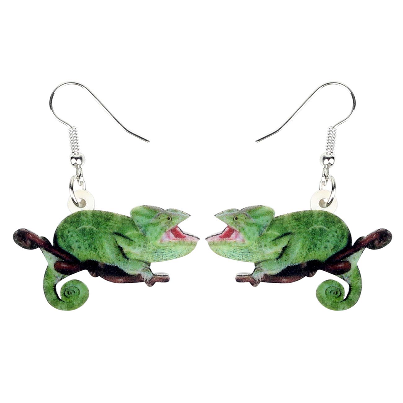 DUOWEI Acrylic Summer Tropic Chameleon Anole Lizard Earrings Dangle Jewelry for Women Gifts (Green)