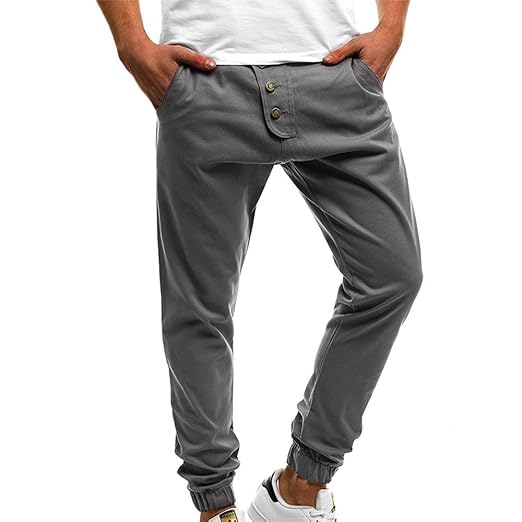 Celucke Enge Jogginghose Herren mit Knopf Beiläufige Slim Fit,Männer Freizeithosen Mode Sport Kordelzug Hosen