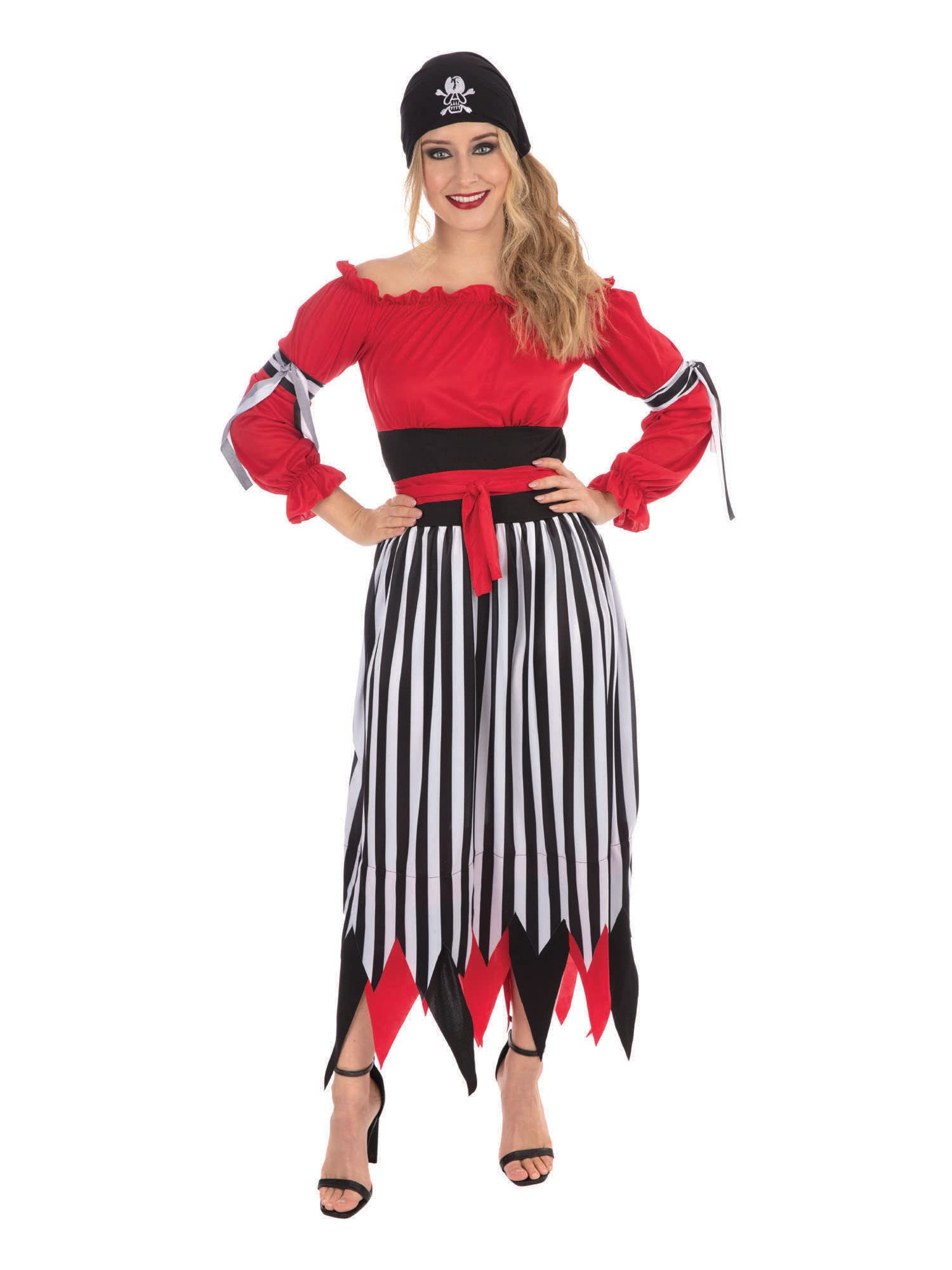 Bristol Novelty AF165L Crimson Pirate Adult (Large) Costume, Women, Red, Black, White Halloween