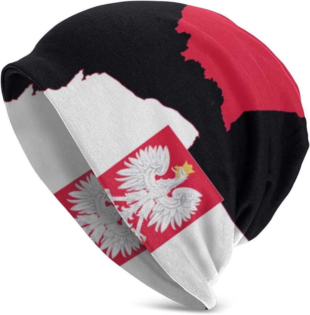 Mens Poland Map Polish Flag Slouchy Beanie Hat Thin Baggy